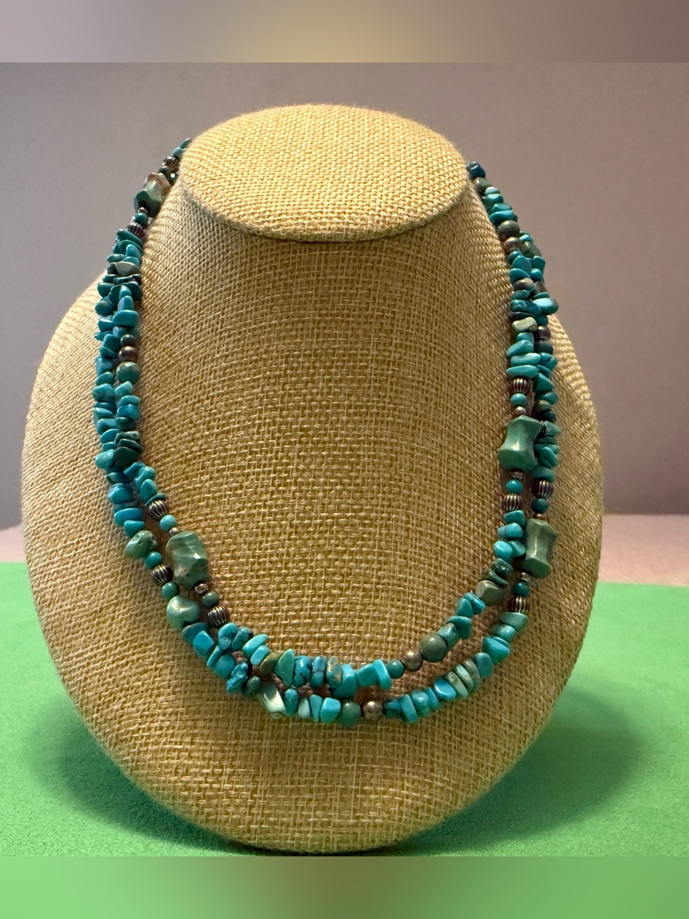 Carolyn Pollack 925 Turquoise Chip Double-Strand Necklace - Turquoise